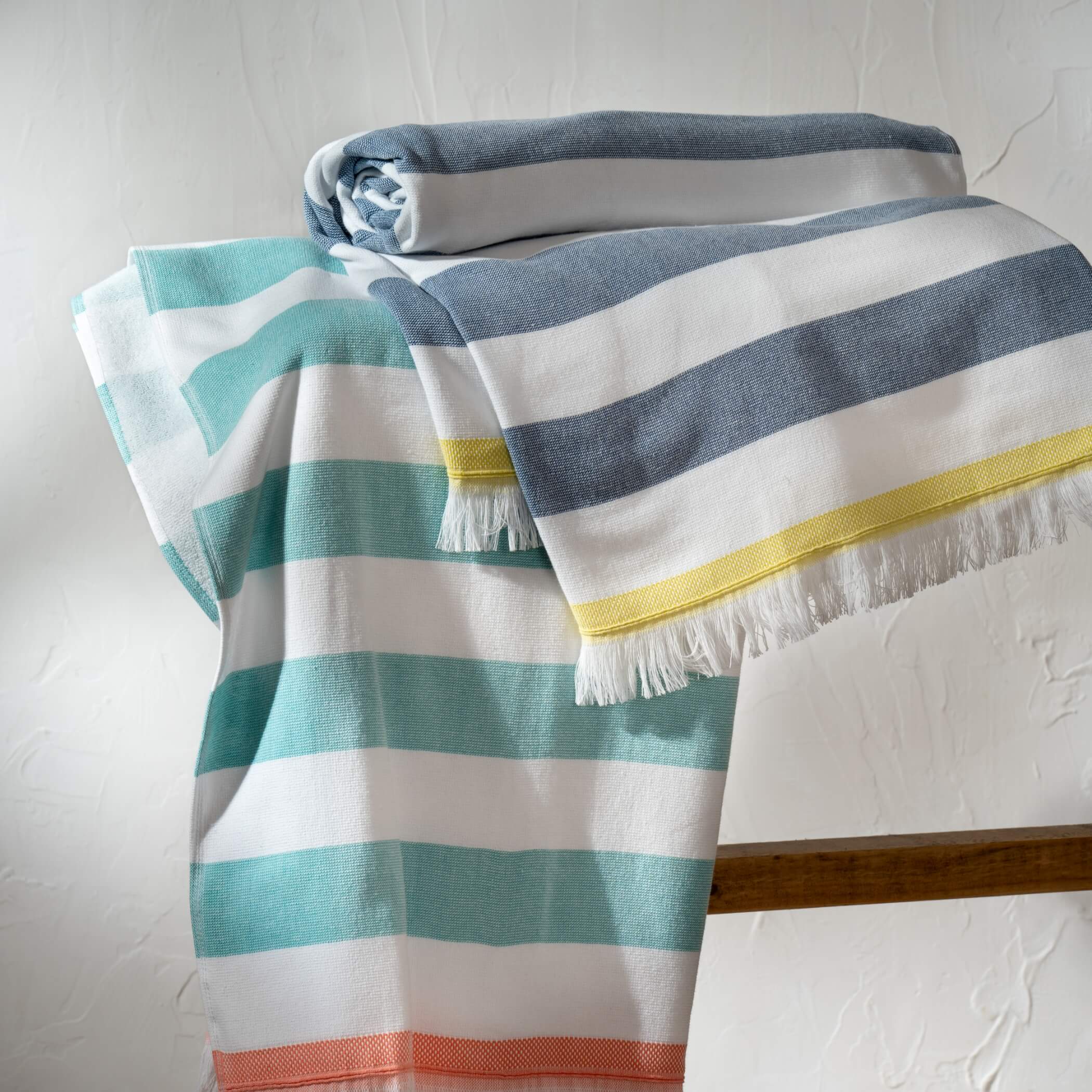 Aqua Striped Beach Towels - Image 3