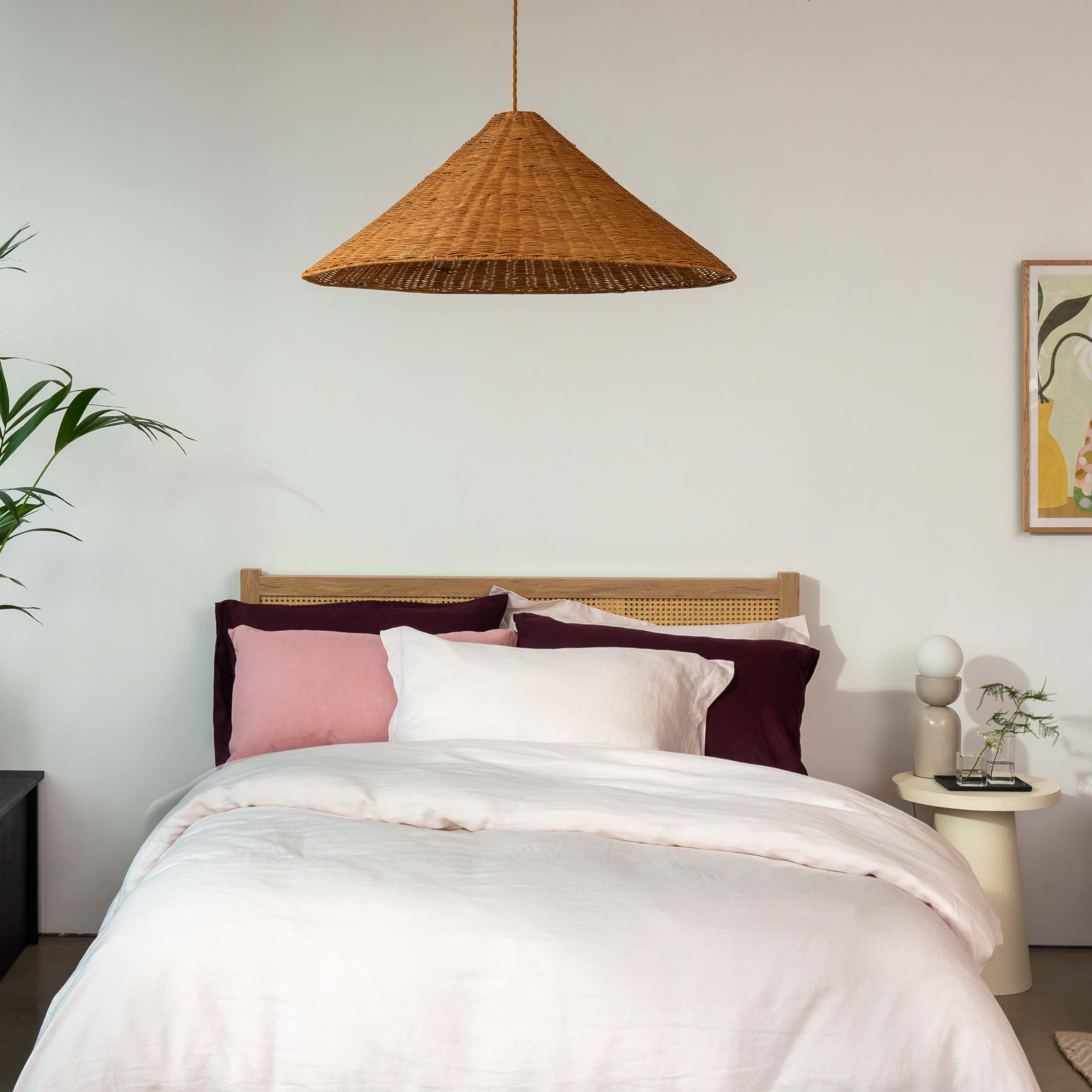 Blush Pink French Linen Superking Bed Sets with Superking Pillowcases