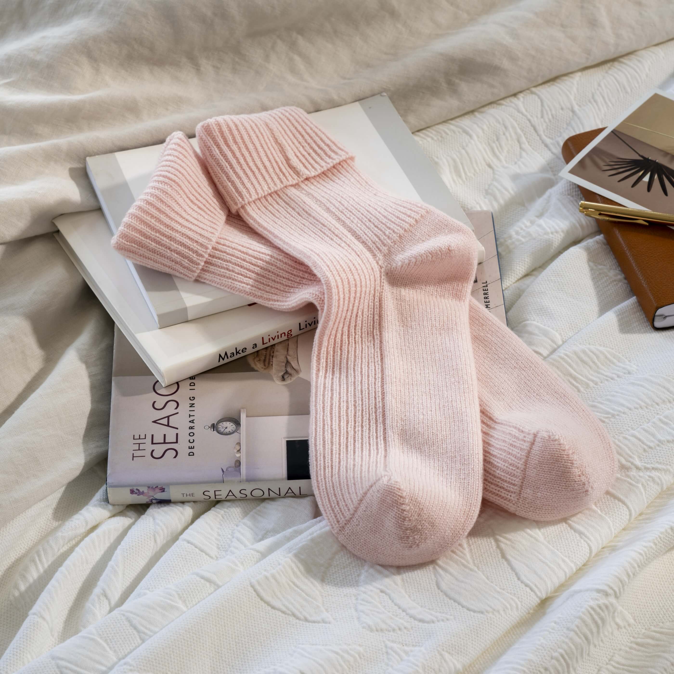 Blush Pink Supreme Cashmere Bed Socks - Image 3