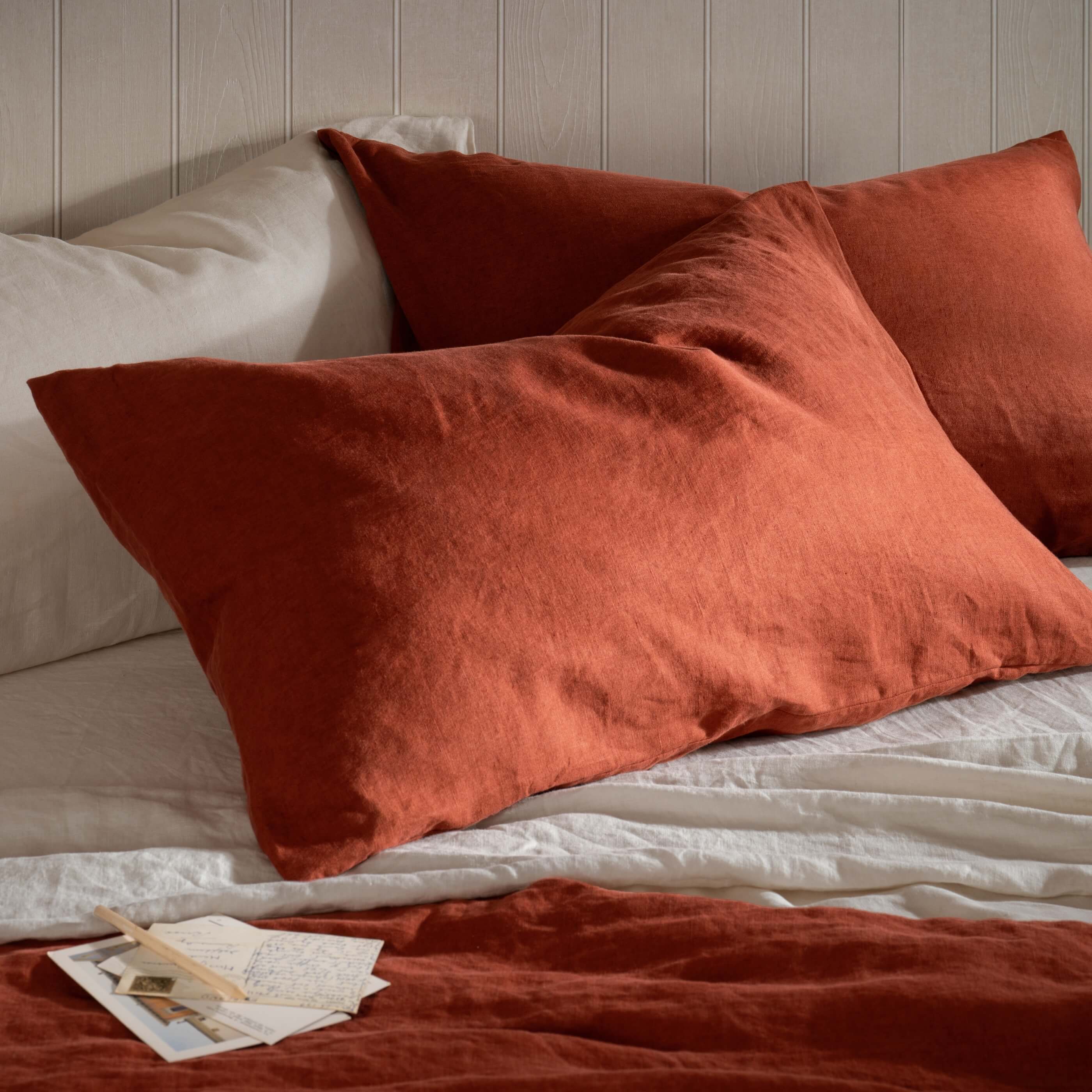 Burnt Orange French Linen Duvet Cover - Image 3