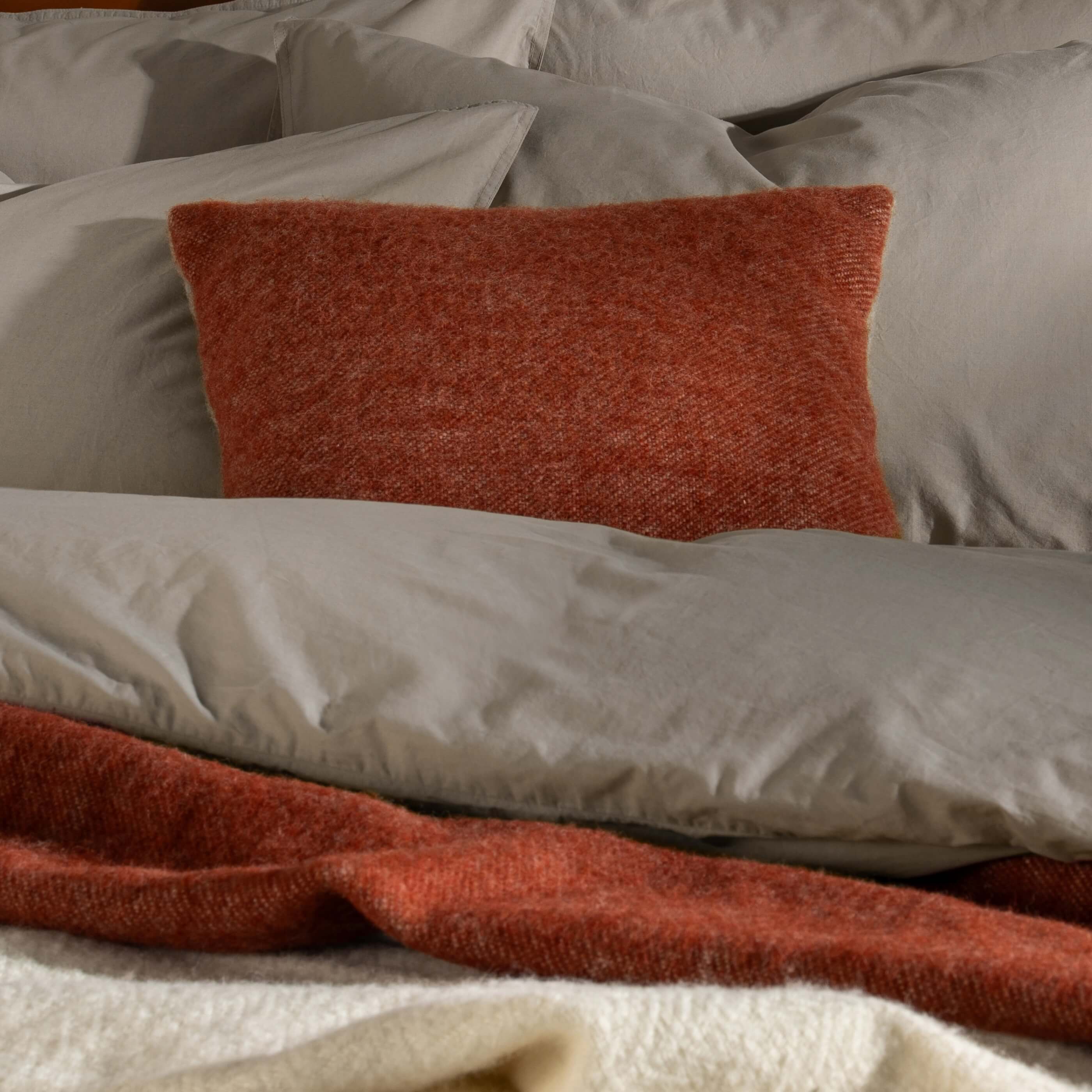Burnt Orange Reversible Pure Wool Cushions - Image 5