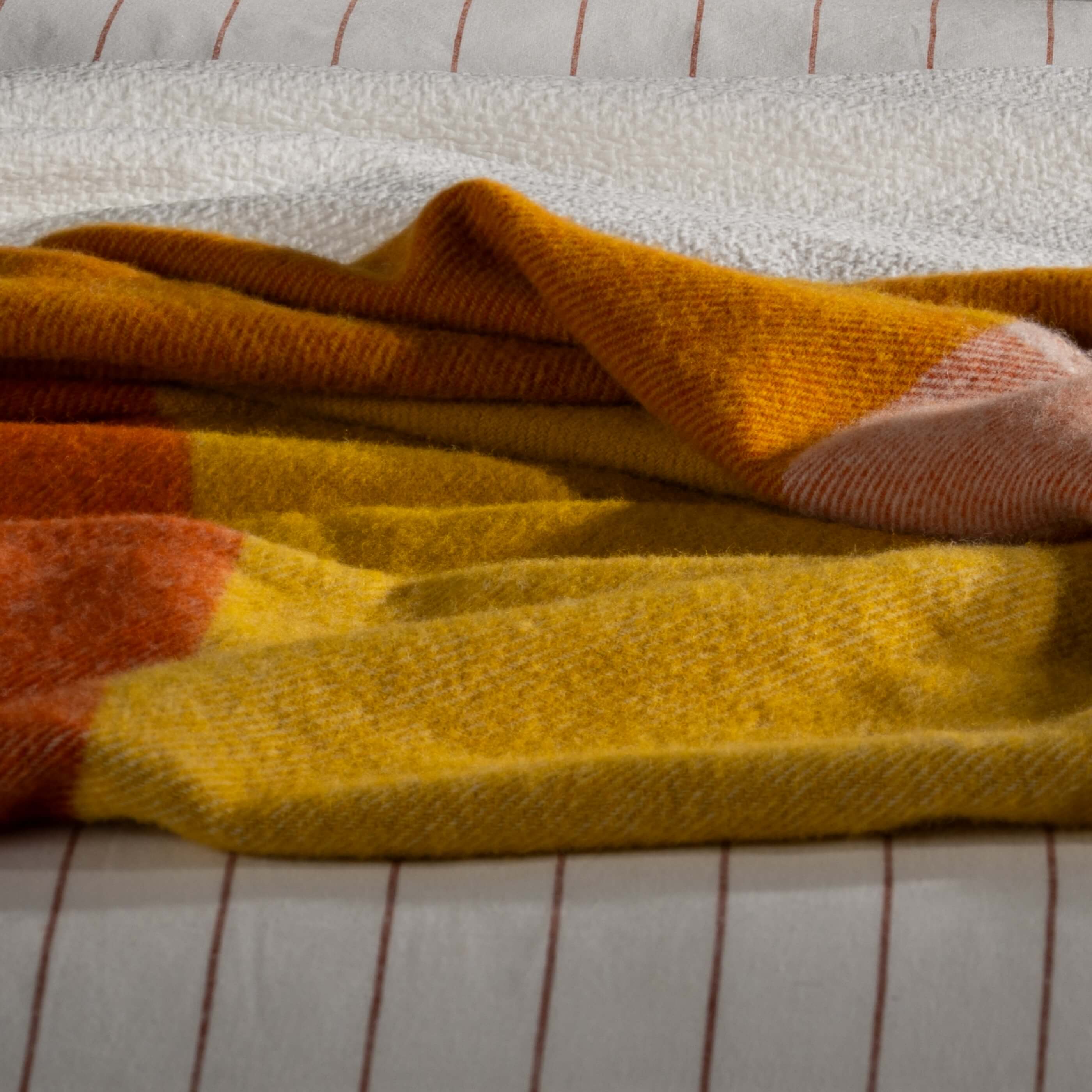 Cinnamon Wool Block Colour Check Throw - Image 3