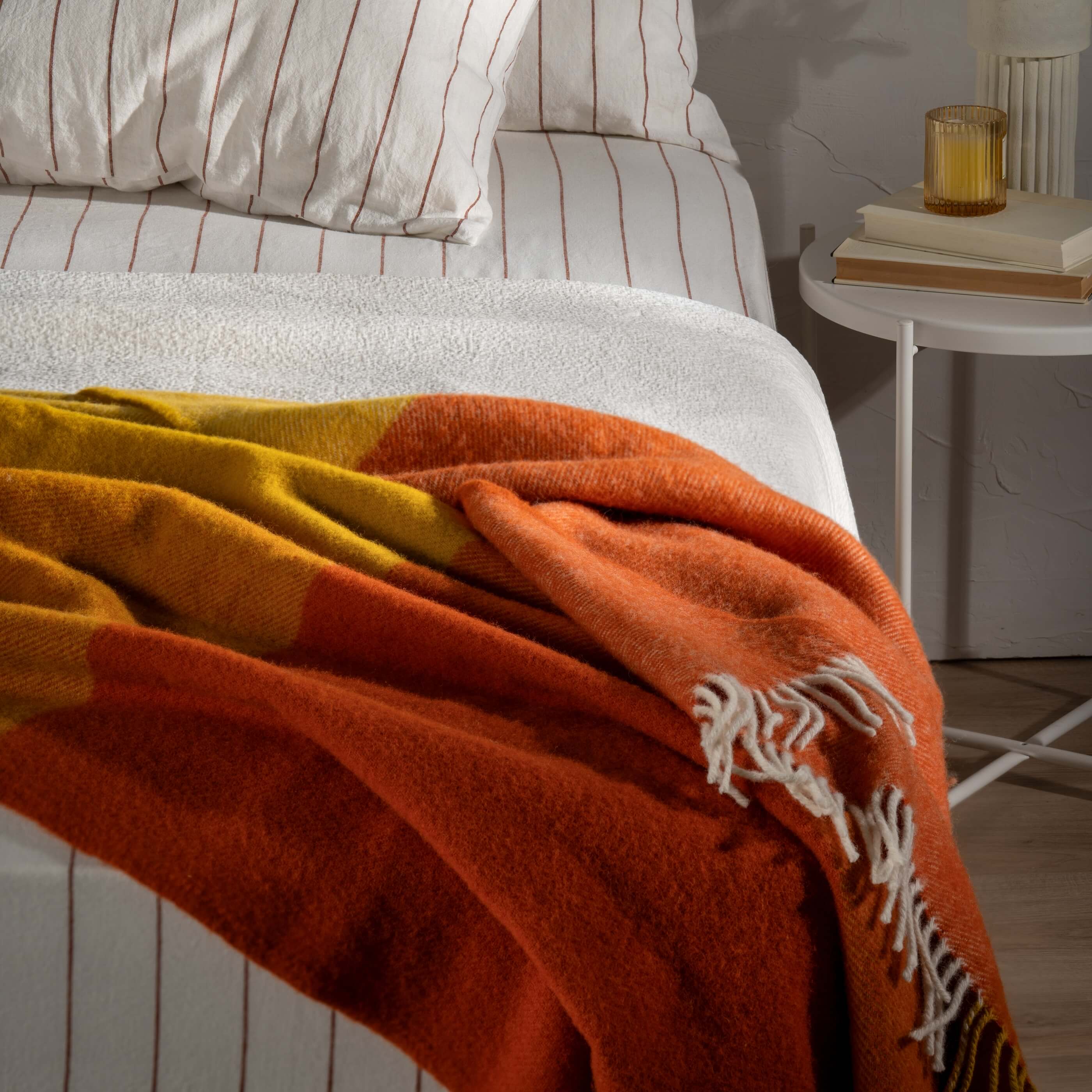 Cinnamon Wool Block Colour Check Throw - Image 4
