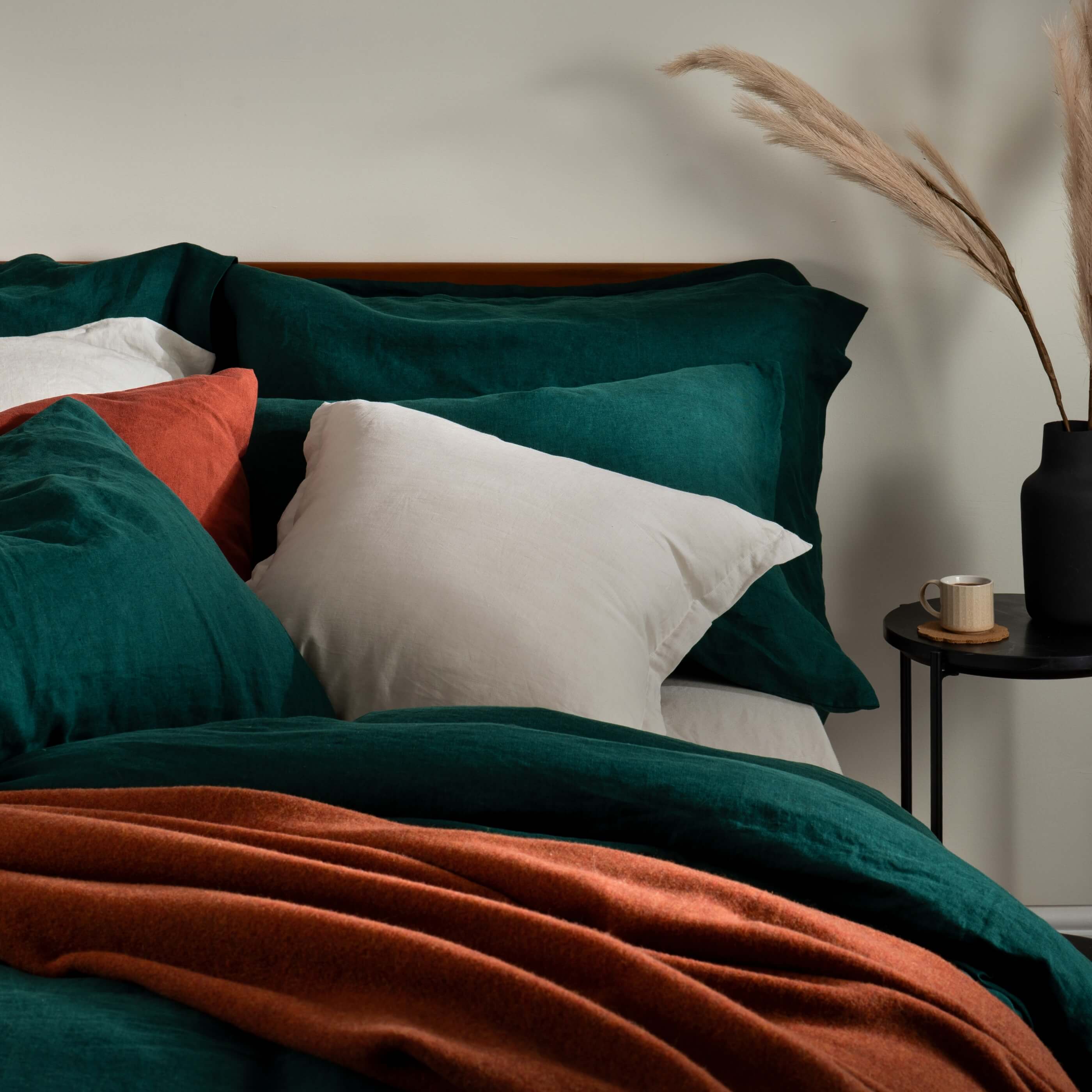 Dark Emerald French Linen 40cm Deep Fitted Sheets - Image 5