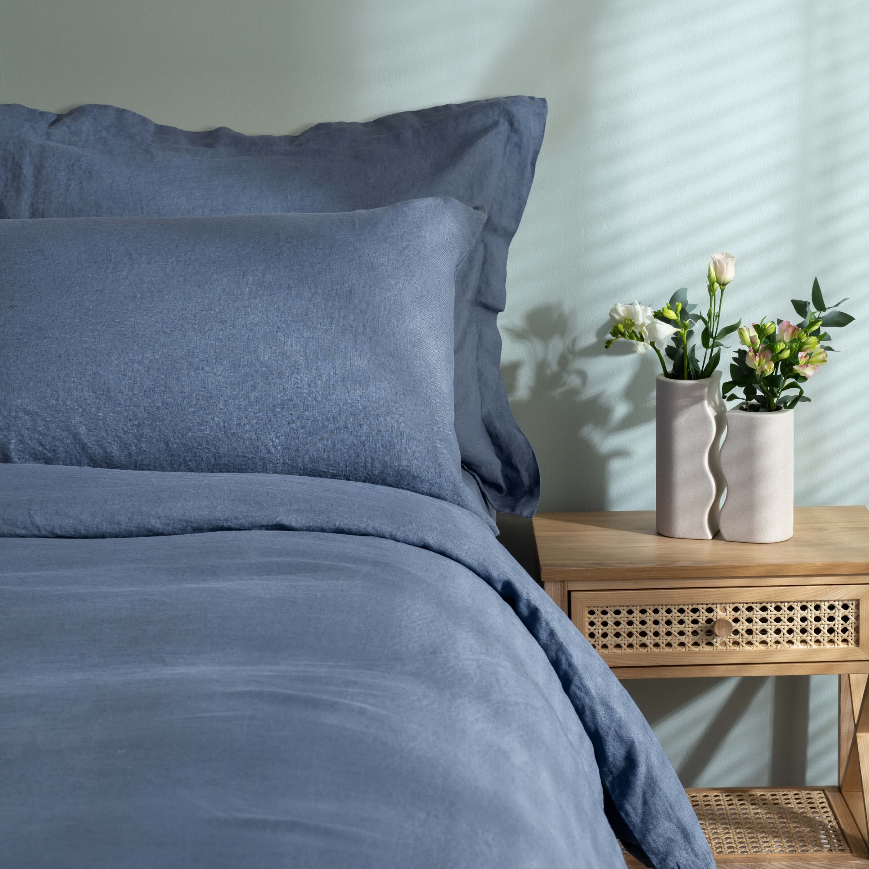 Denim Blue French Linen Bedding And Bed Sheets - Image 3