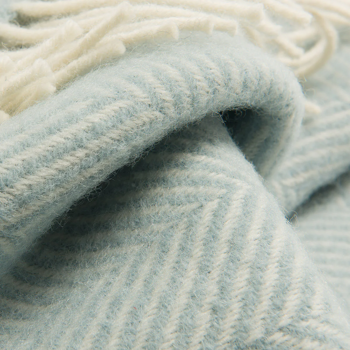 Duck Egg Herringbone Pure Wool Throw - Image 3