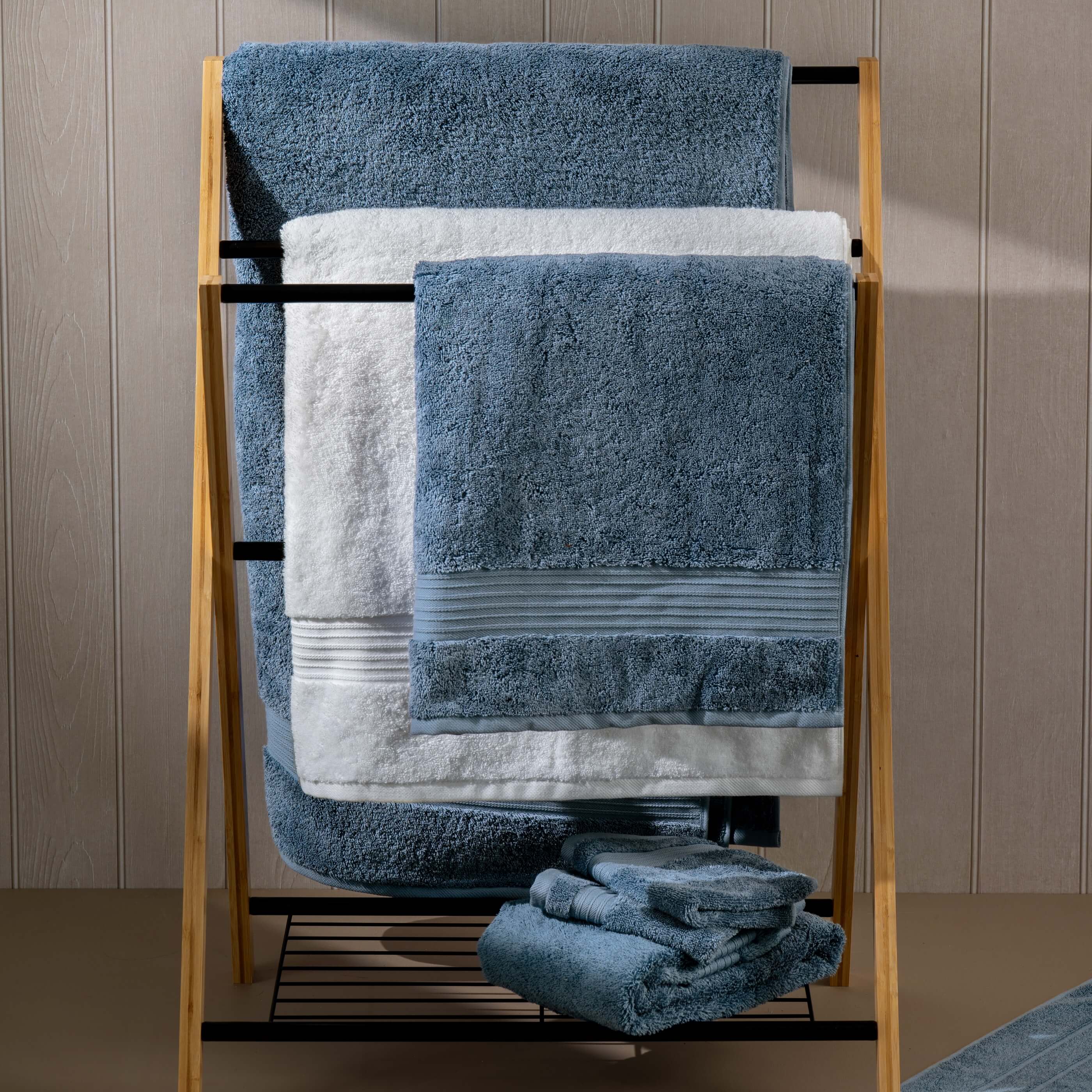 Dusky Blue Egyptian Cotton Bath Sheet - Image 8