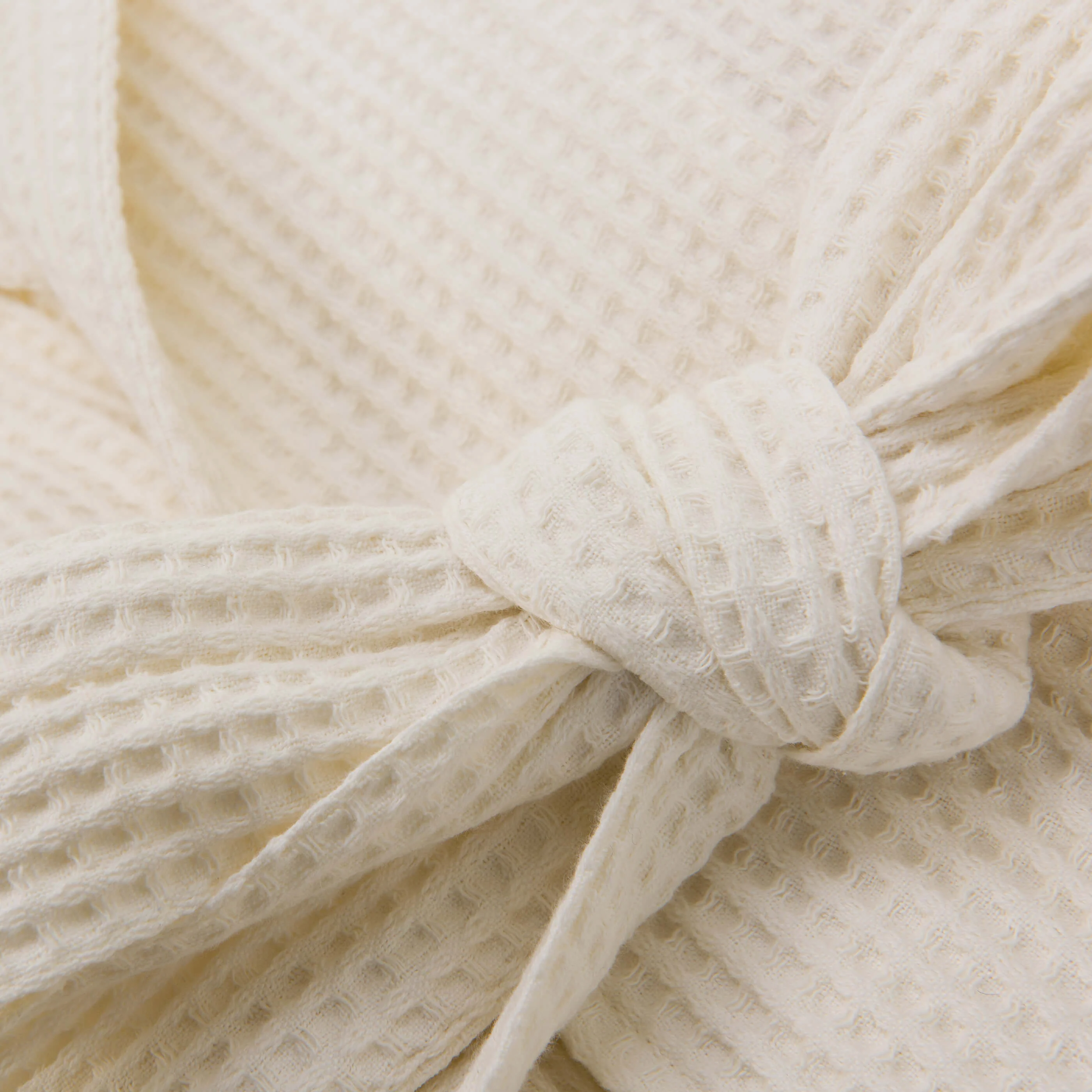 Ecru Waffle Cotton Bathrobe - Image 3