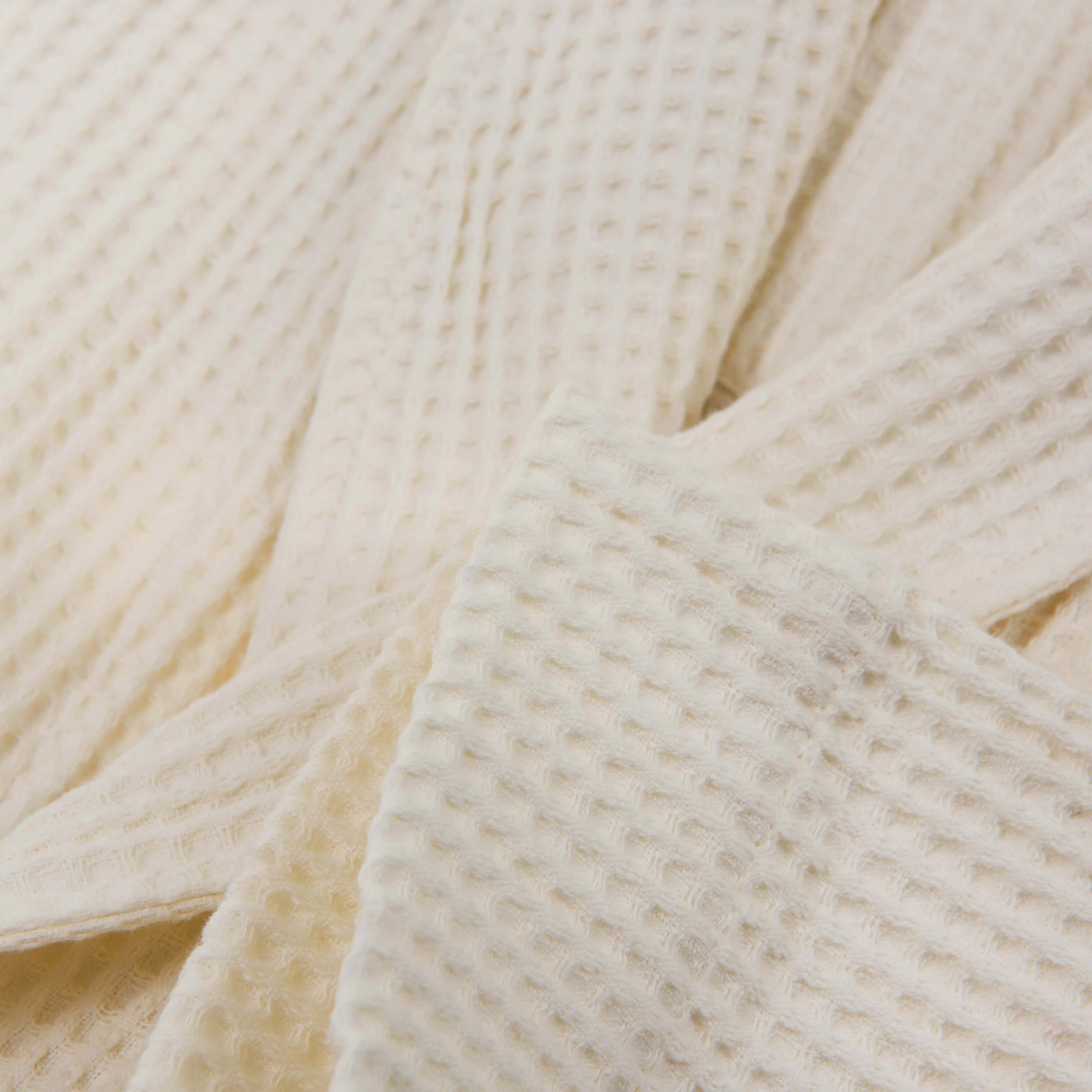 Ecru Waffle Cotton Bathrobe - Image 4