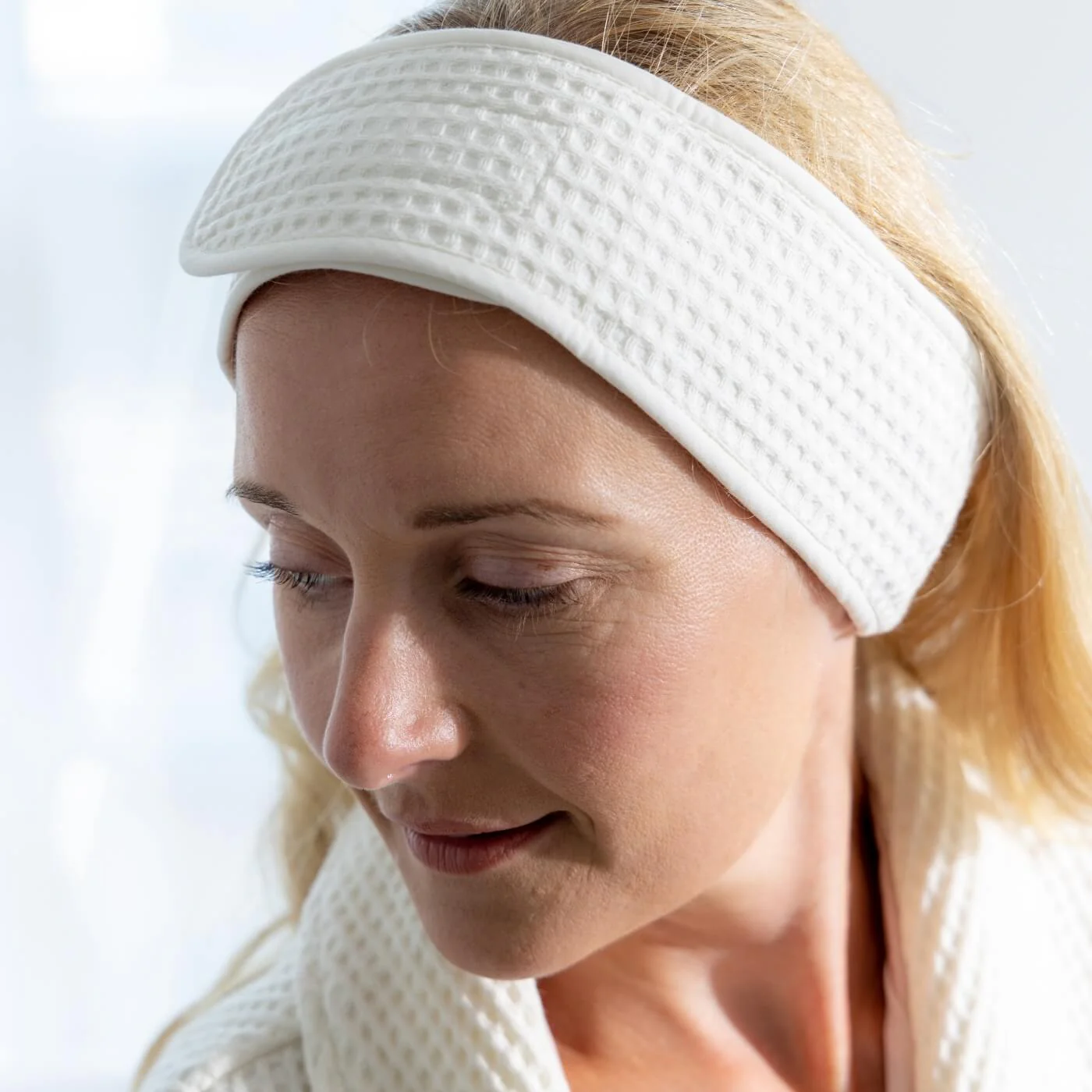 Ecru Waffle Cotton Headband - Image 2