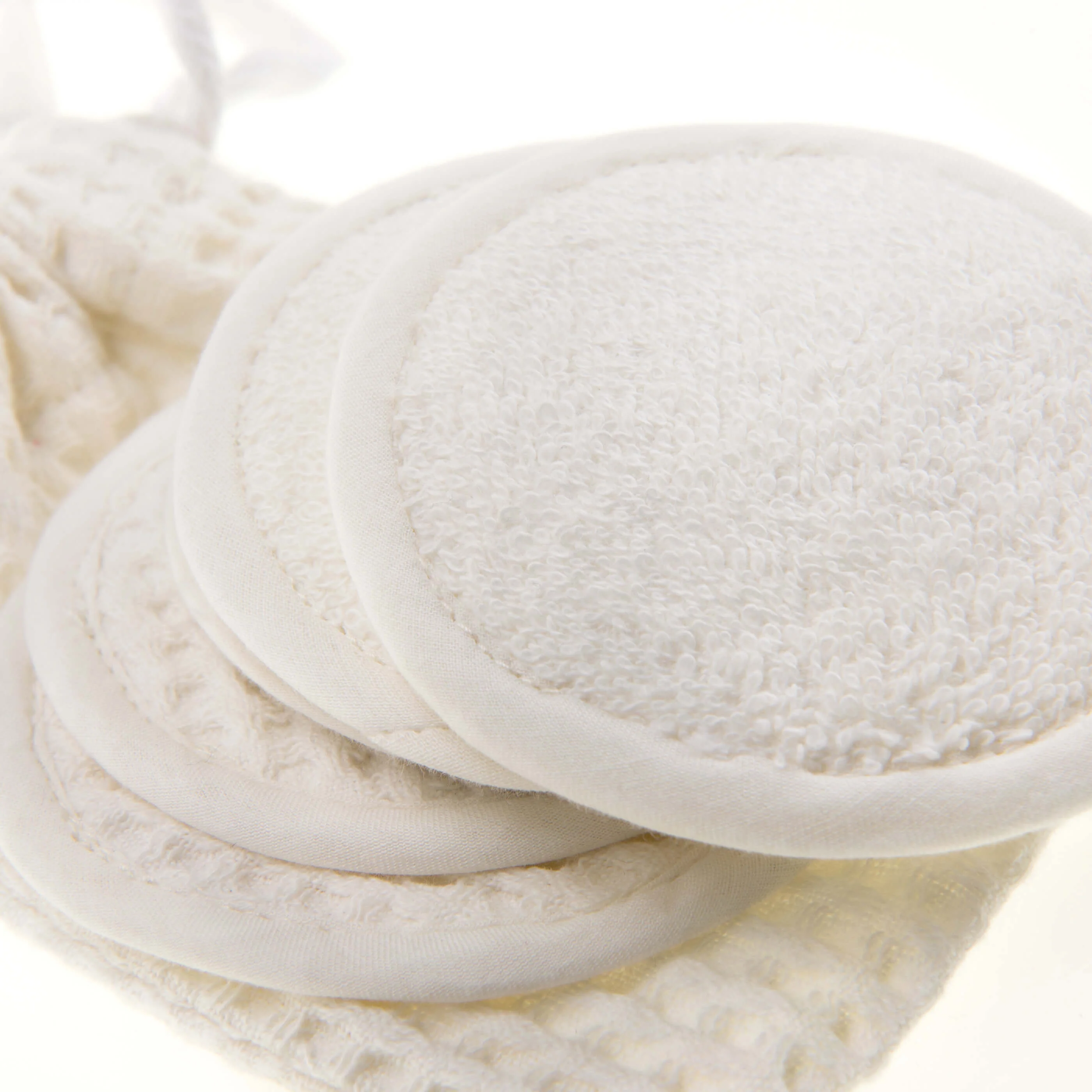 Ecru Waffle Cotton Re-Usable Face Pads - Image 3