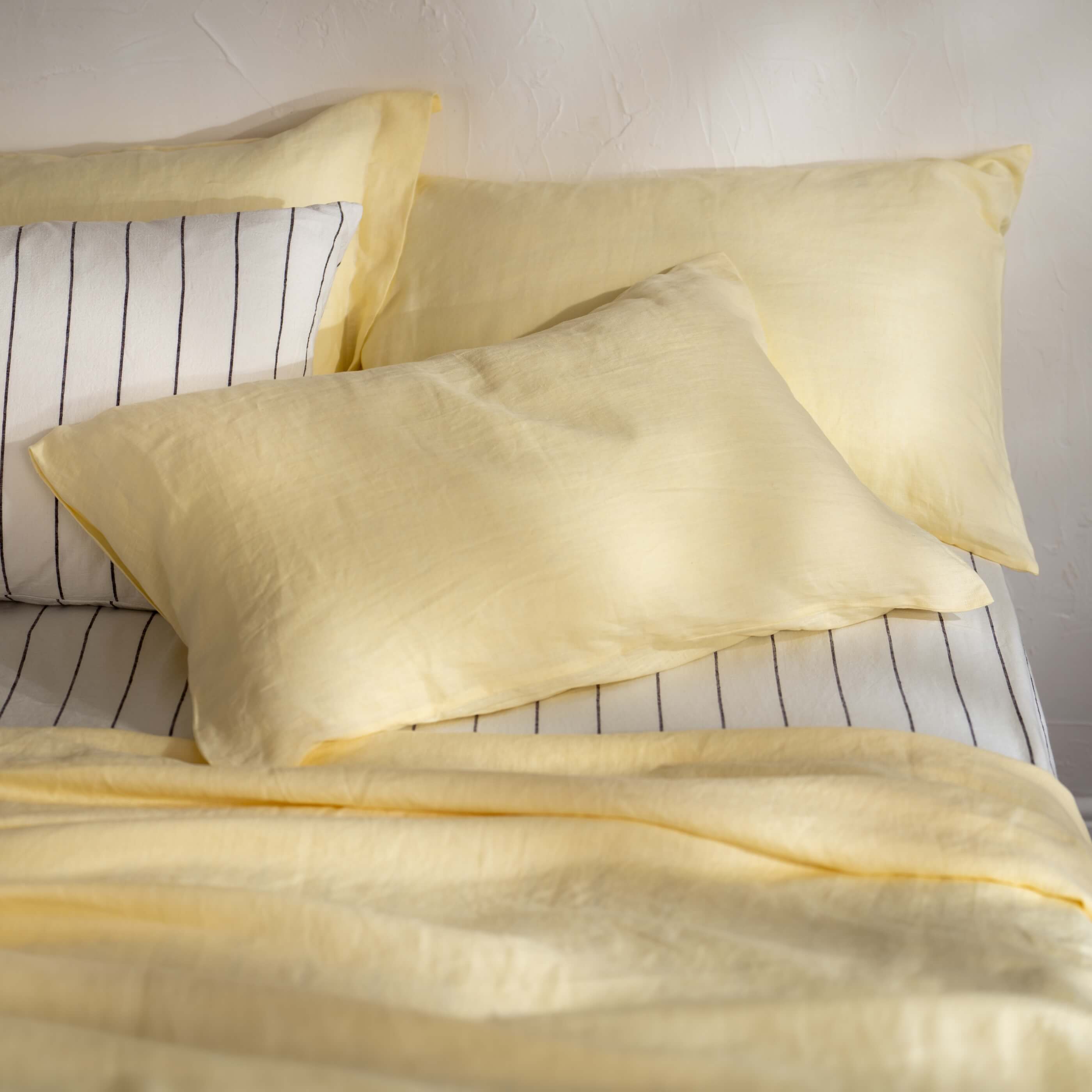Lemon Yellow French Linen Pillowcases - Image 3