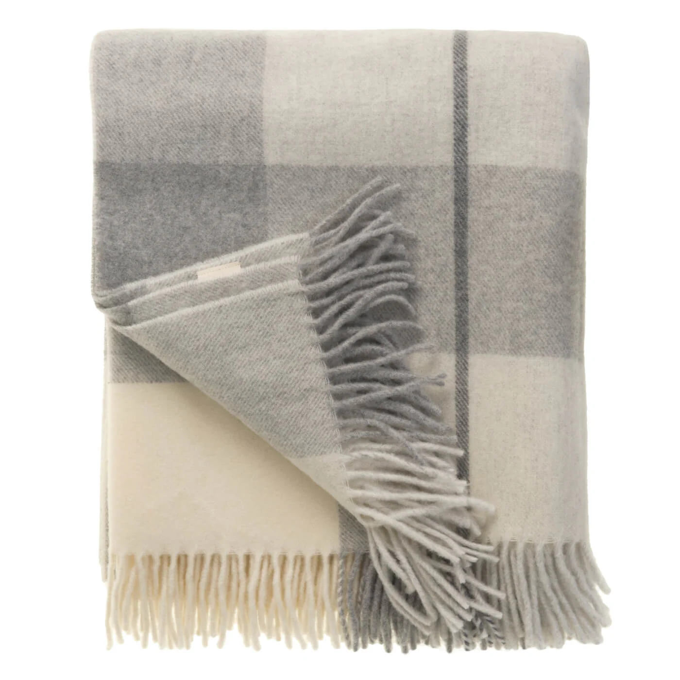 Light Grey Check Pure Wool Throw - Image 3