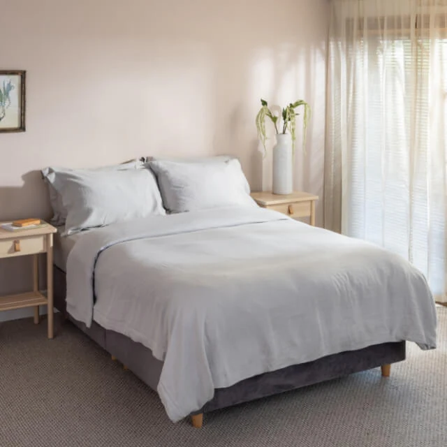 Light Grey French Linen Bed Set - Image 14
