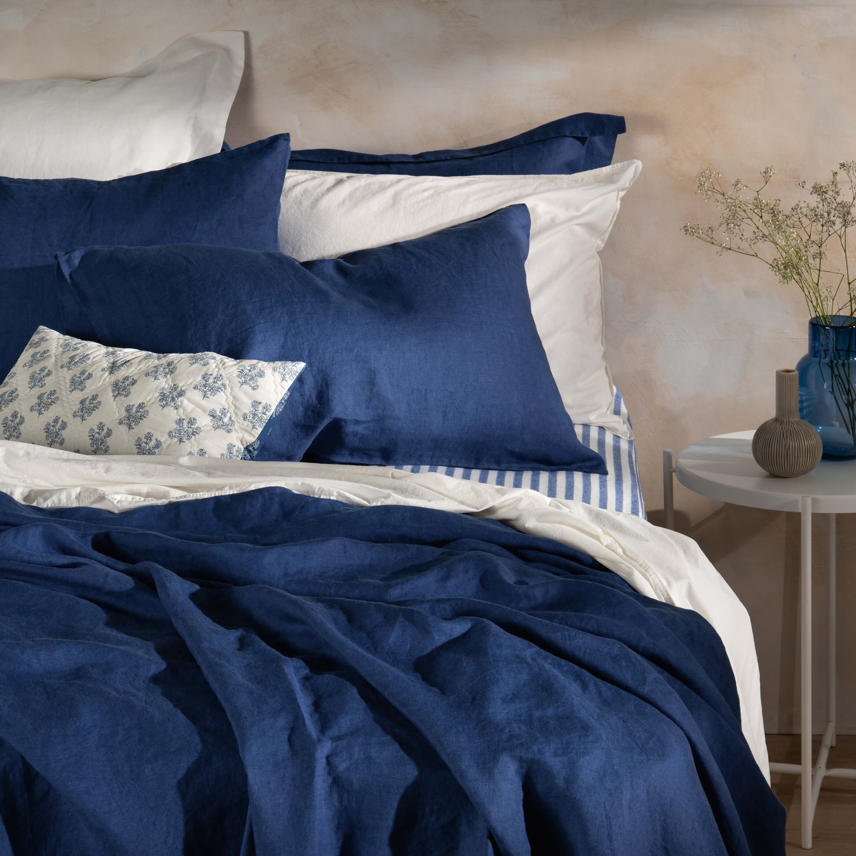 Mediterranean Blue French Linen Pillowcases - Image 4