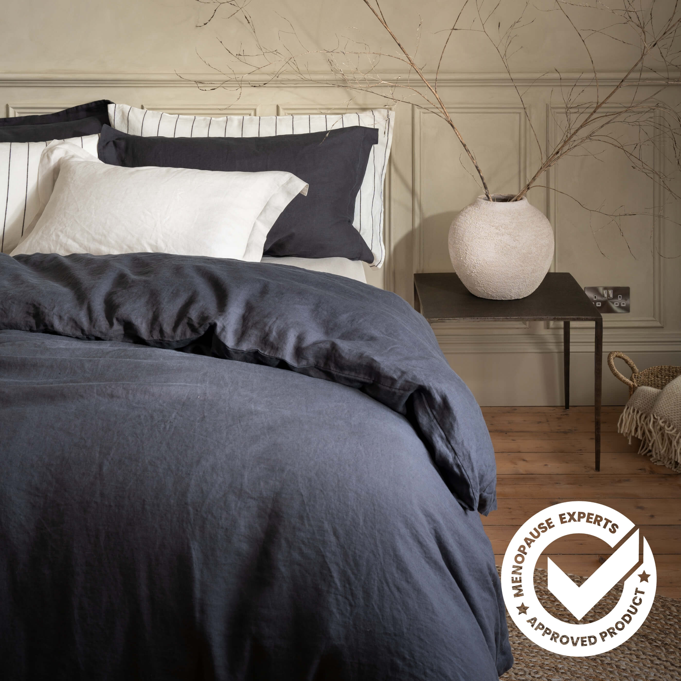 Midnight Grey French Linen Bedding And Bed Sheets - Image 10