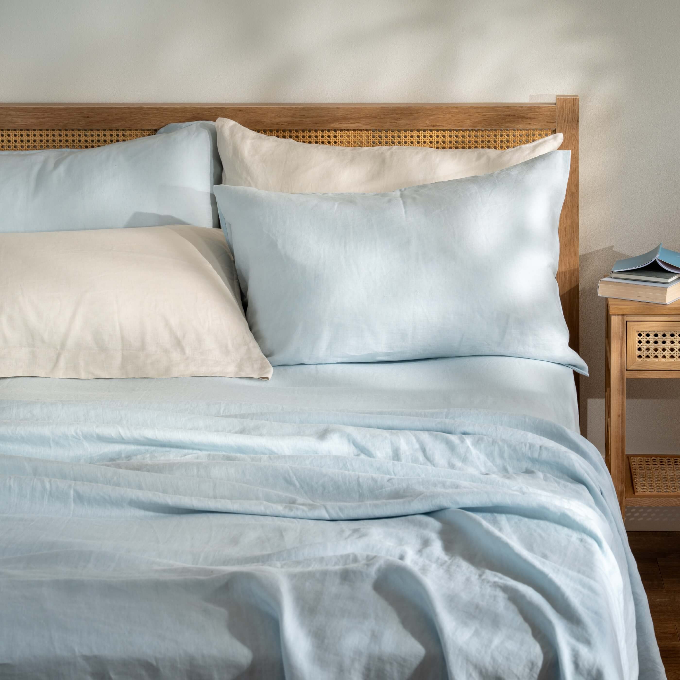 Mineral Blue French Linen Bedding And Bed Sheets - Image 3