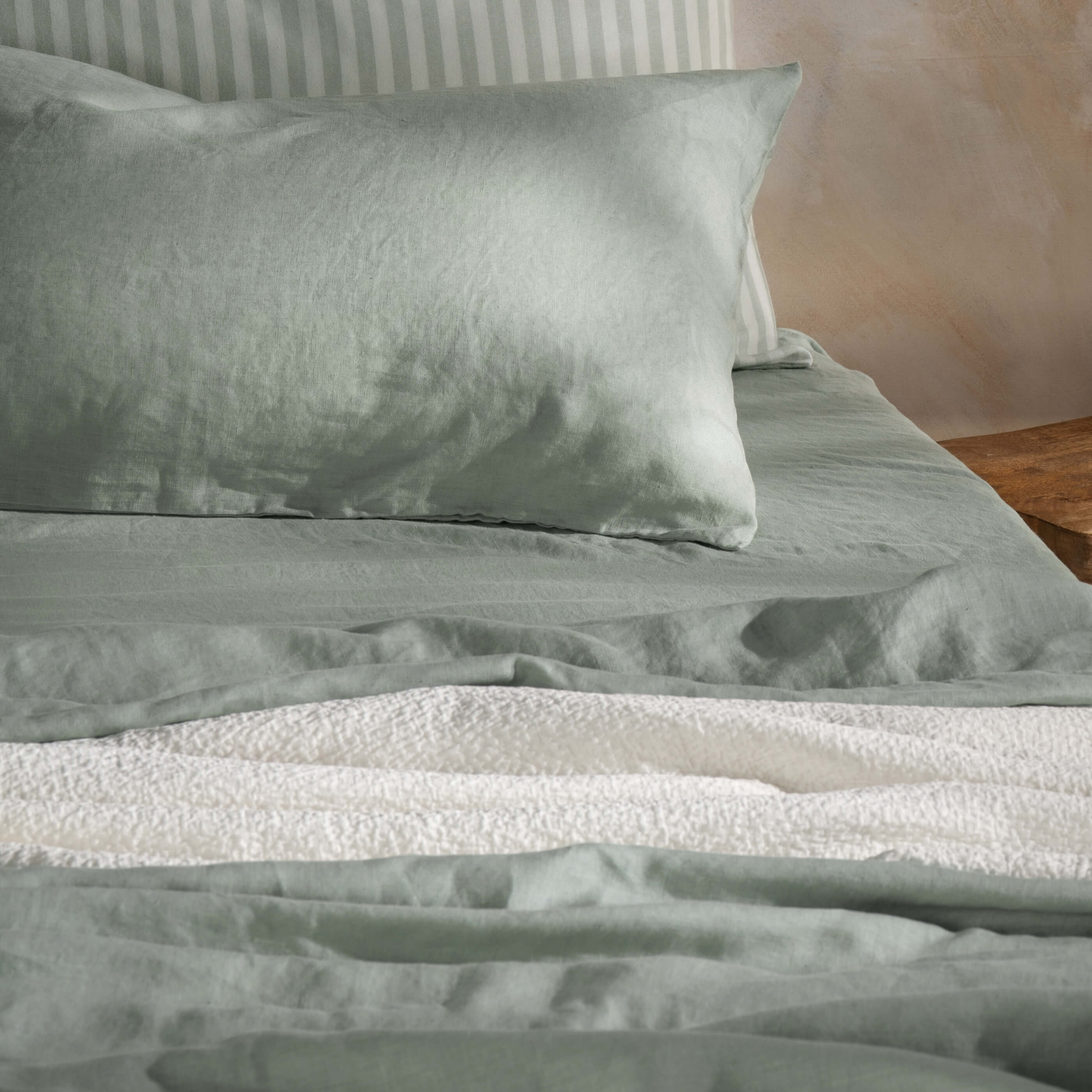 Misty Green French Linen Bedding and Bed Sheets - Image 5