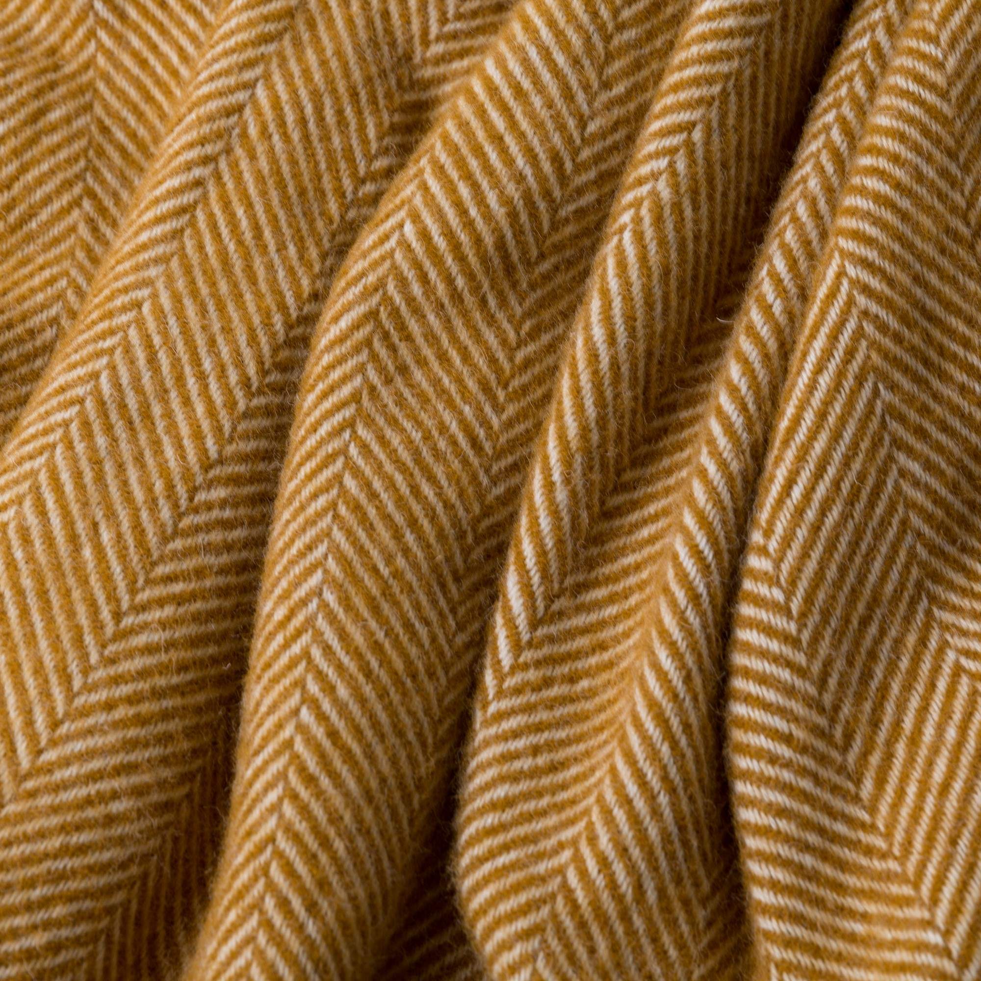 Mustard Herringbone Pure Wool Cushion - Image 4