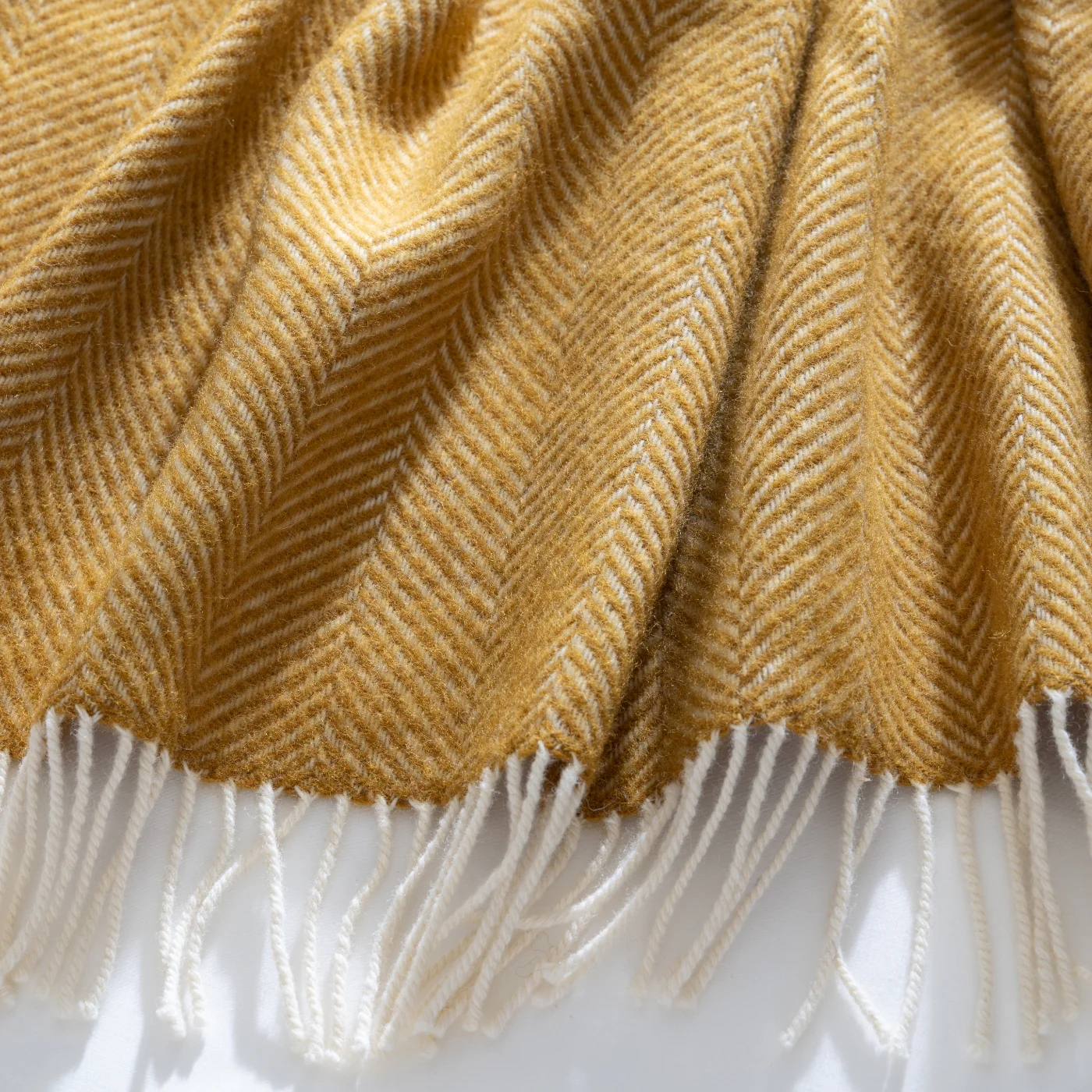Mustard Herringbone Pure Wool Cushion - Image 5