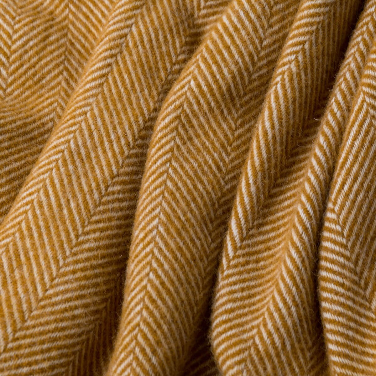 Mustard Herringbone Pure Wool Throws & Cushions - Image 7