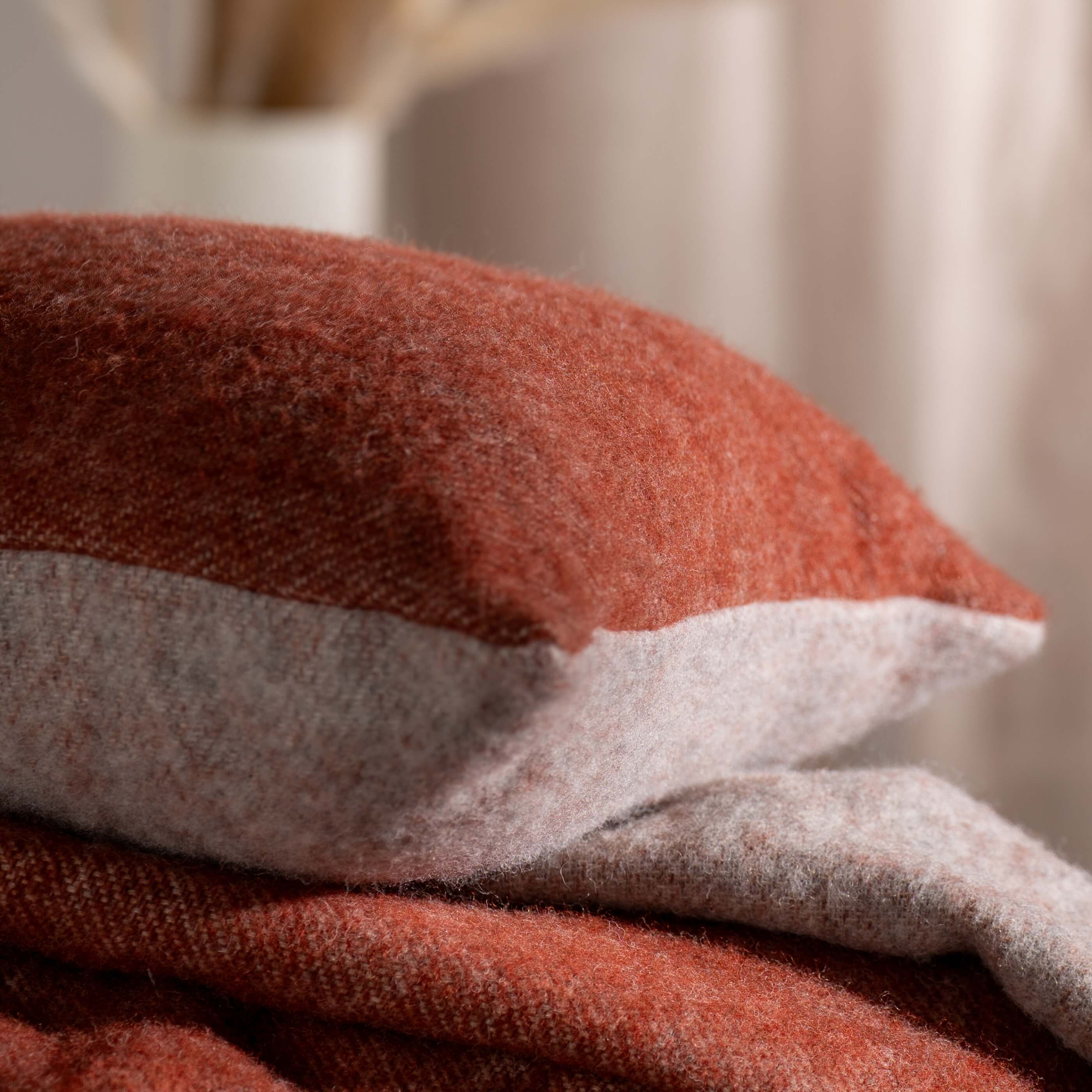 Burnt Orange Reversible Pure Wool Cushions & Throws - Image 3