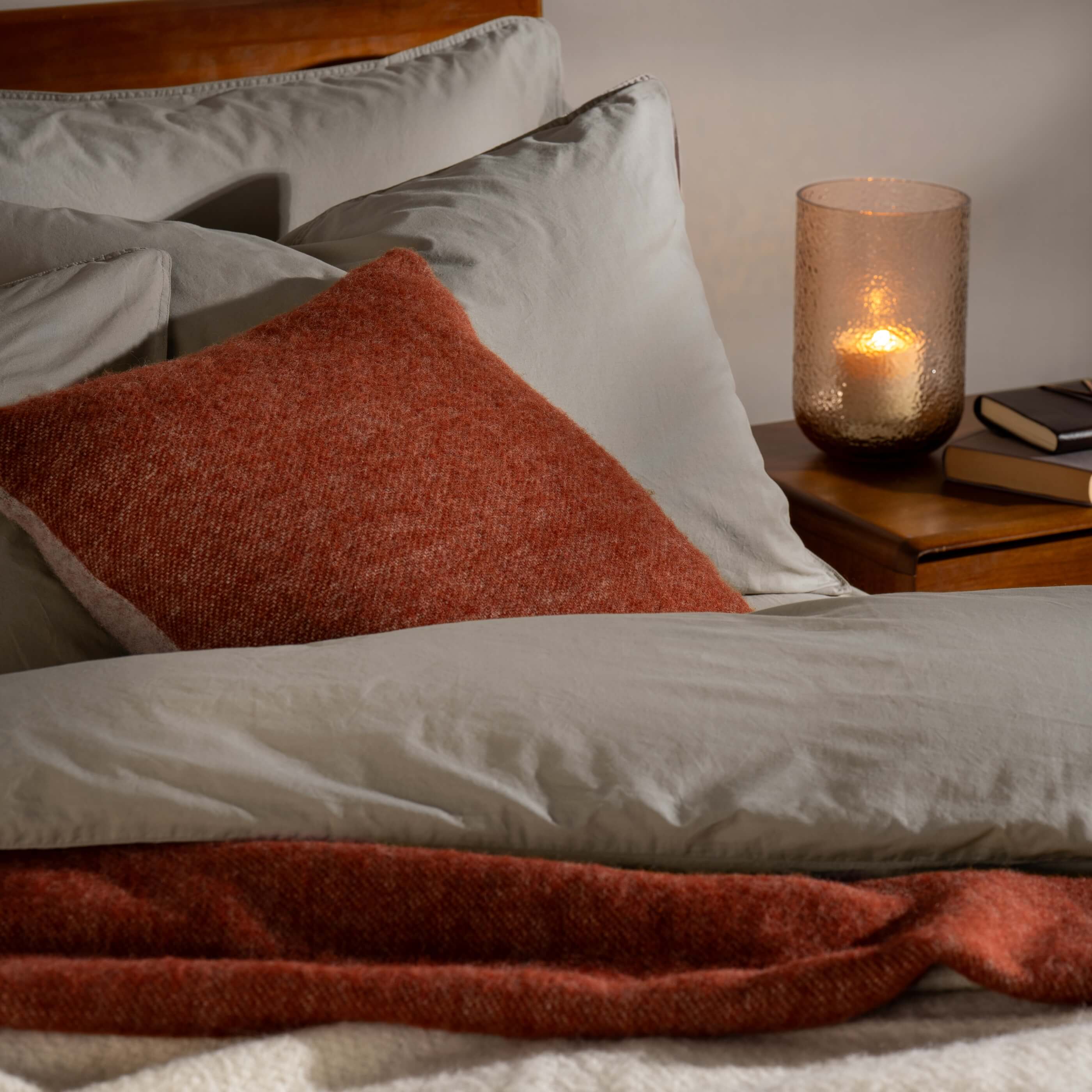 Burnt Orange Reversible Pure Wool Cushions & Throws - Image 4