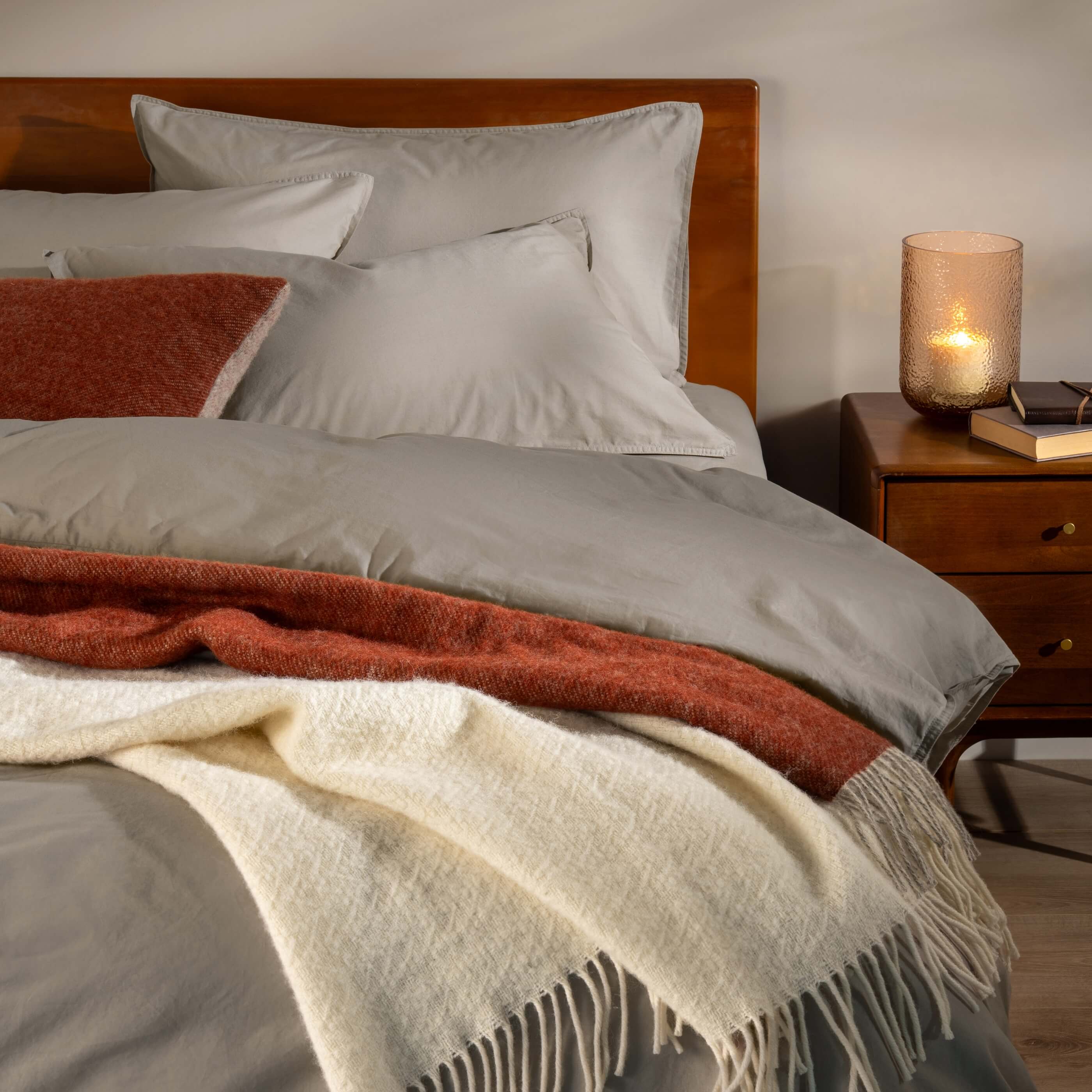 Burnt Orange Reversible Pure Wool Cushions & Throws - Image 5
