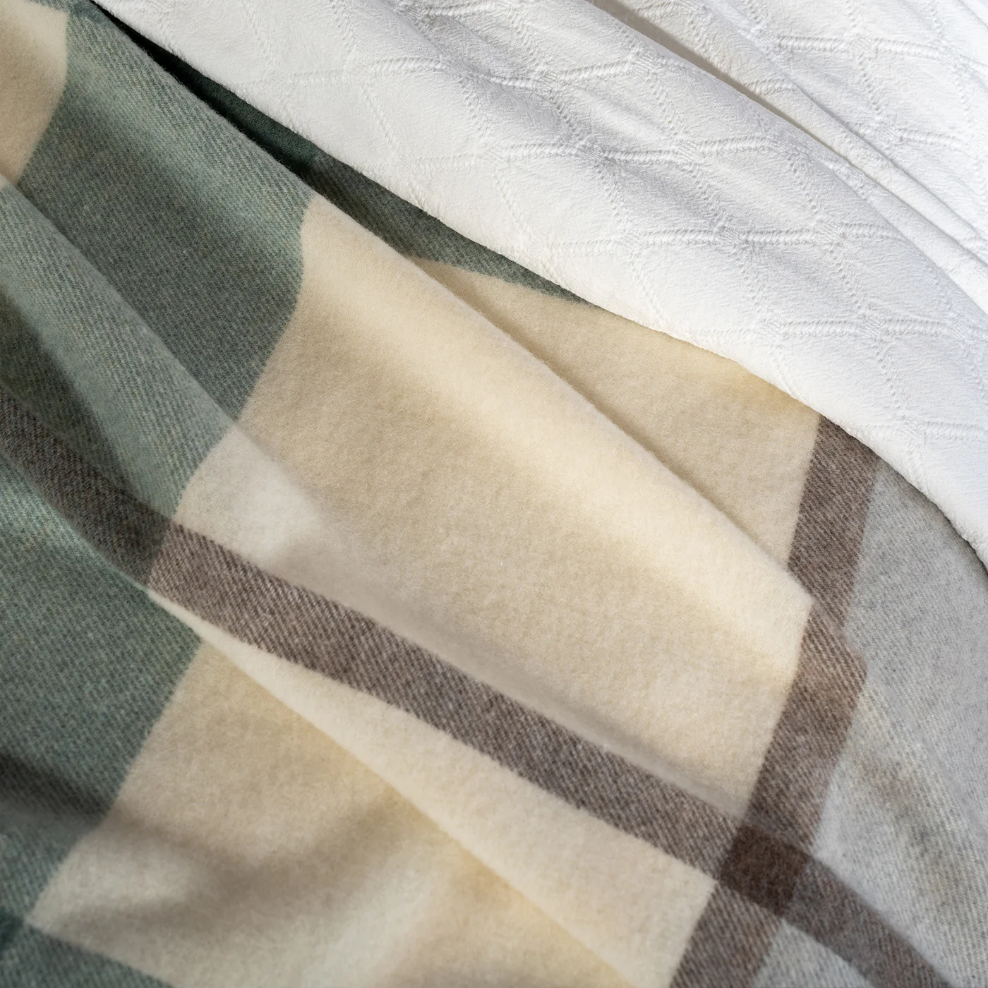 Sea Green Check Pure Wool Throw - Image 3