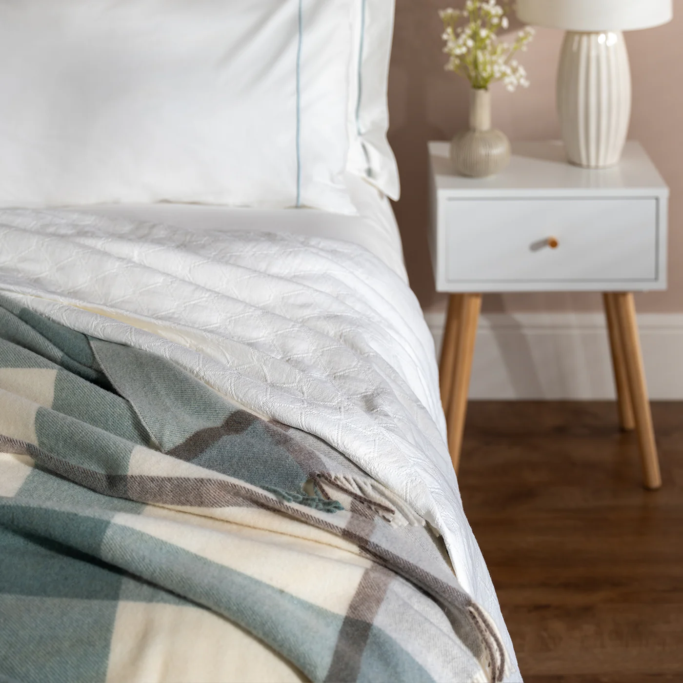 Sea Green Check Pure Wool Throw - Image 4