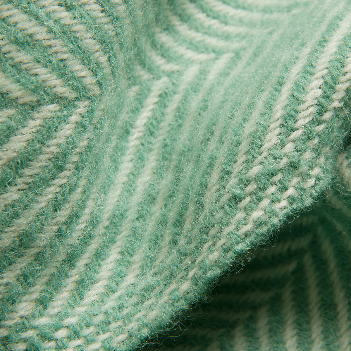 Sea Green Herringbone Pure Wool Throw - Image 3