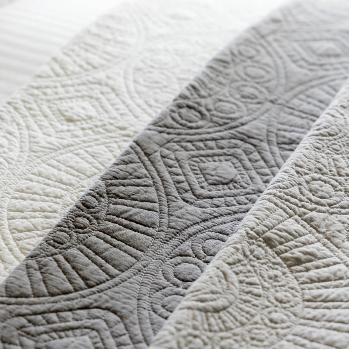 Light Stone Quilted Cotton Bedspread - Image 4