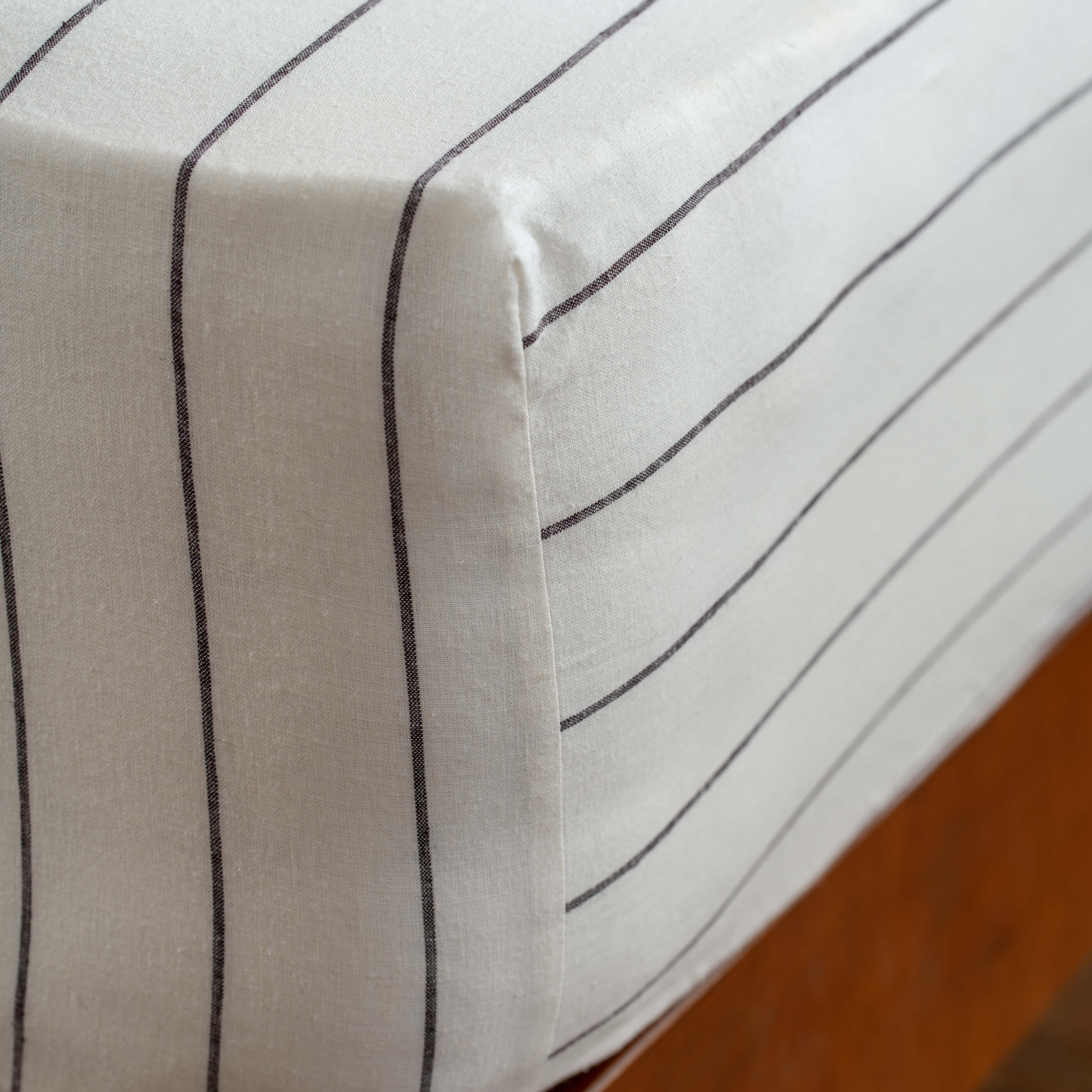 White/Blackberry Pinstripe Linen Cotton Blend Duvet Cover - Image 12