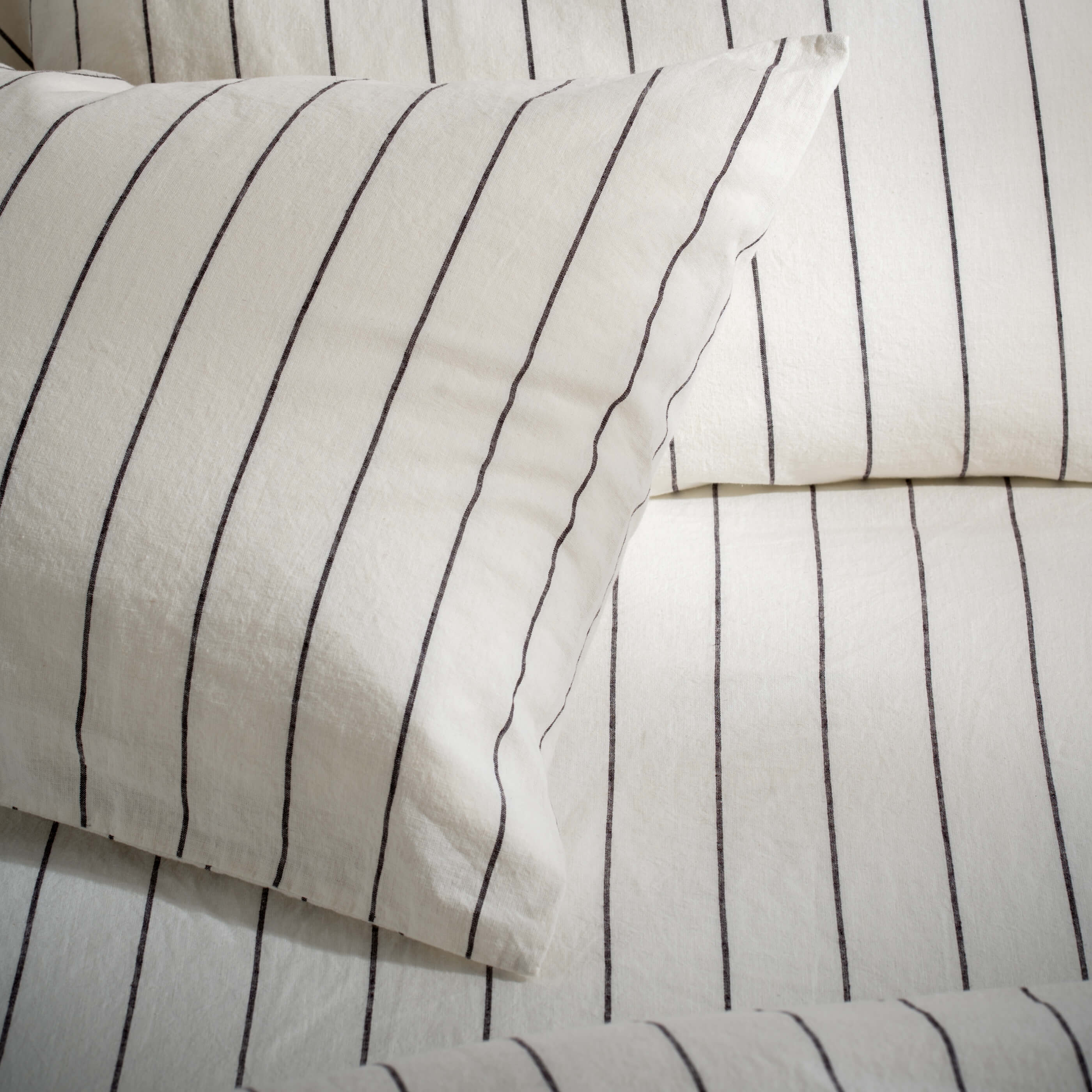 White/Blackberry Pinstripe Linen Cotton Blend Duvet Cover - Image 7