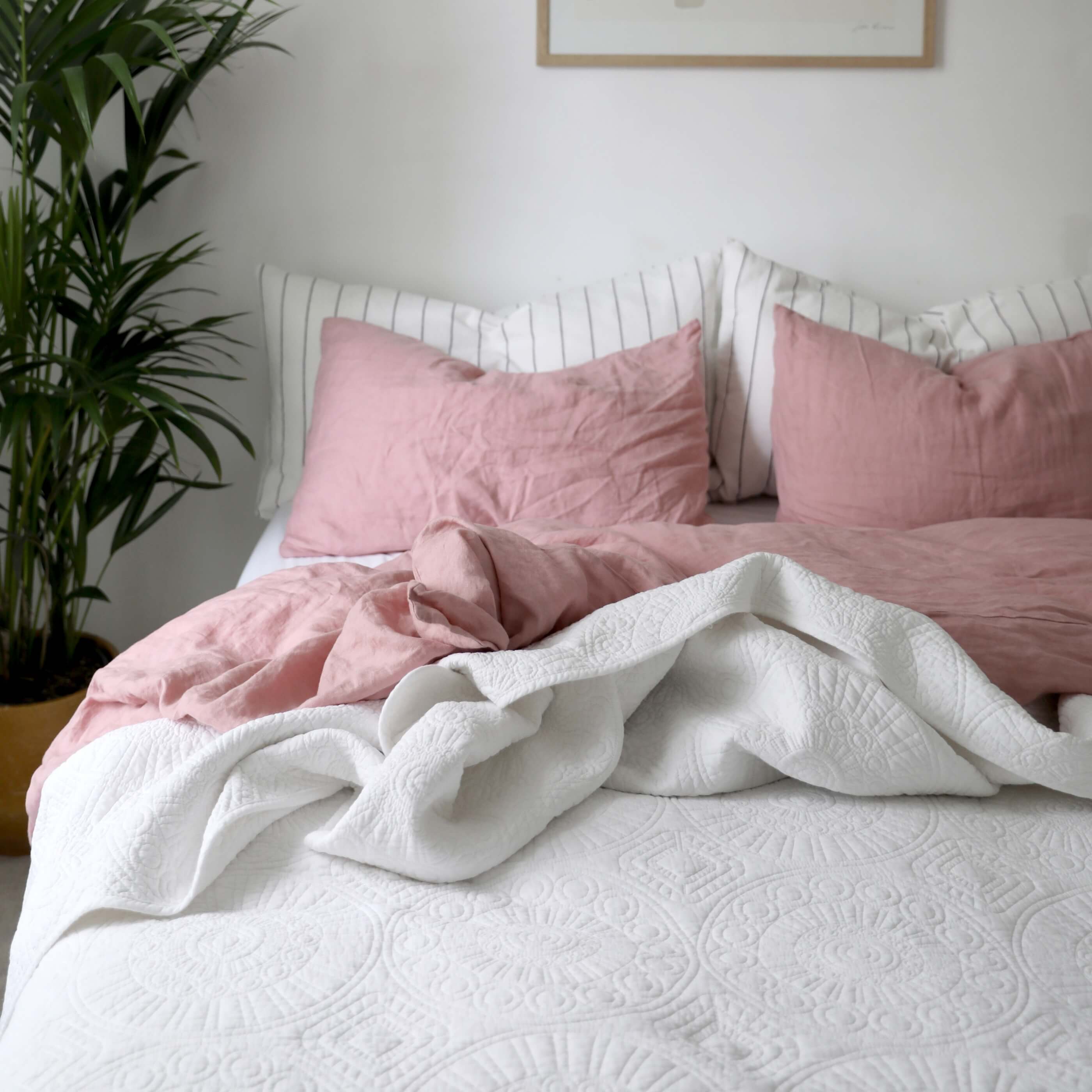 White Cotton Quilted Bedspread - Image 3
