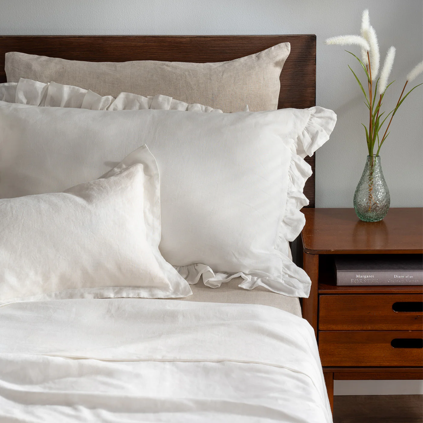 White Ruffled French Linen Pillowcases - Image 2